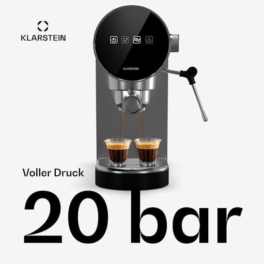 Уценка!!! Кофемашина Klarstein Furore из нержавеющей стали, компактная, 20 бар, цифровой дисплей 10045525 фото