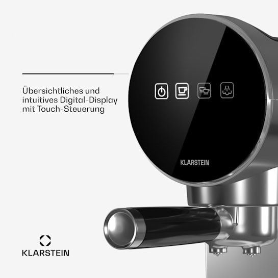Уценка!!! Кофемашина Klarstein Furore из нержавеющей стали, компактная, 20 бар, цифровой дисплей 10045525 фото