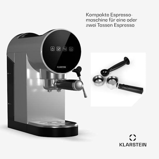 Уценка!!! Кофемашина Klarstein Furore из нержавеющей стали, компактная, 20 бар, цифровой дисплей 10045525 фото