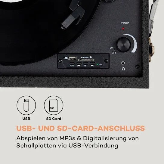 Ретро проигрыватель виниловых пластинок auna Sarah Ann Bluetooth USB 33, 45 и 78 об/мин 10033175 фото