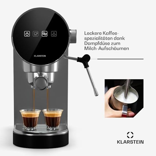 Уценка!!! Кофемашина Klarstein Furore из нержавеющей стали, компактная, 20 бар, цифровой дисплей 10045525 фото