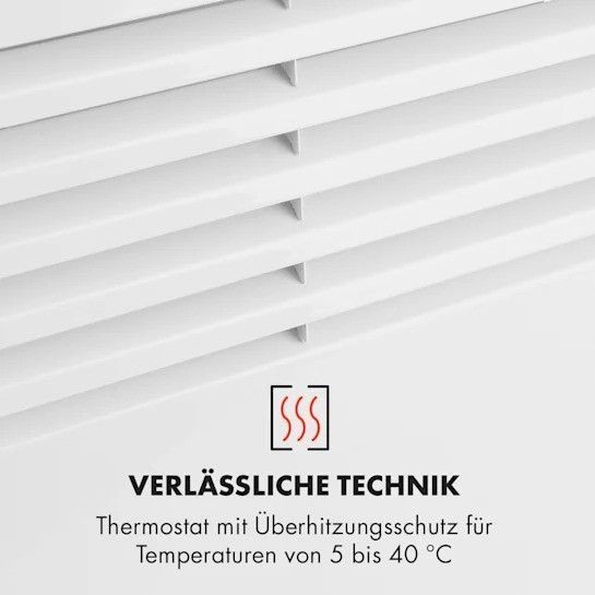 Конвекційний нагрівач Klarstein Hot Spot Slimcurve 80x40 см 40 м2 2000 Вт 5-40 &deg;C LED IP24 білий Німеччина 10033016 фото