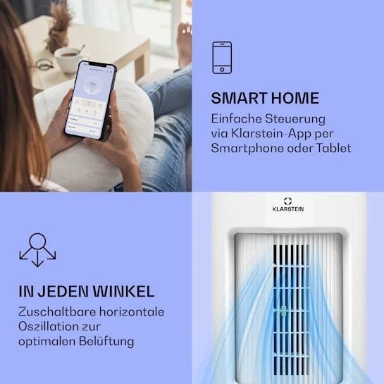 Мобільний кондиціонер-вітарисоохолоджувач Klarstein IceWind Plus Smart 4-в-1 10040211 ш фото