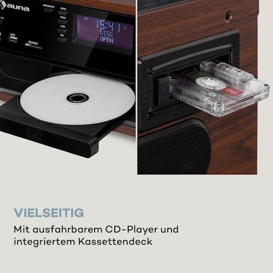 Ретро проигрыватель виниловых пластинок auna Oakland DAB Plus Функция DAB+/FM BT Виниловая кассета 10038002 фото