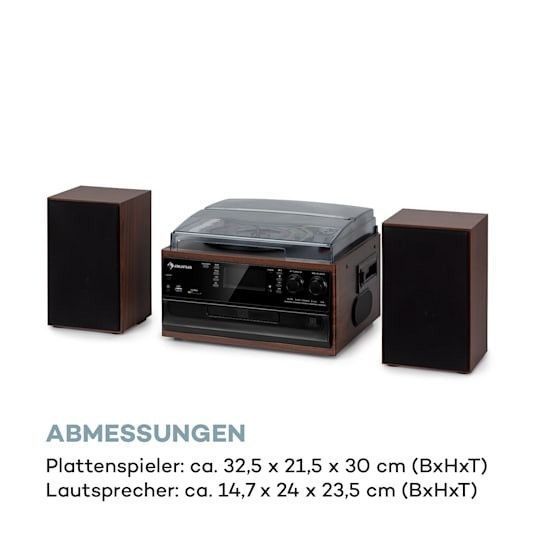 Ретро проигрыватель виниловых пластинок auna Oakland DAB Plus Функция DAB+/FM BT Виниловая кассета 10038002 фото