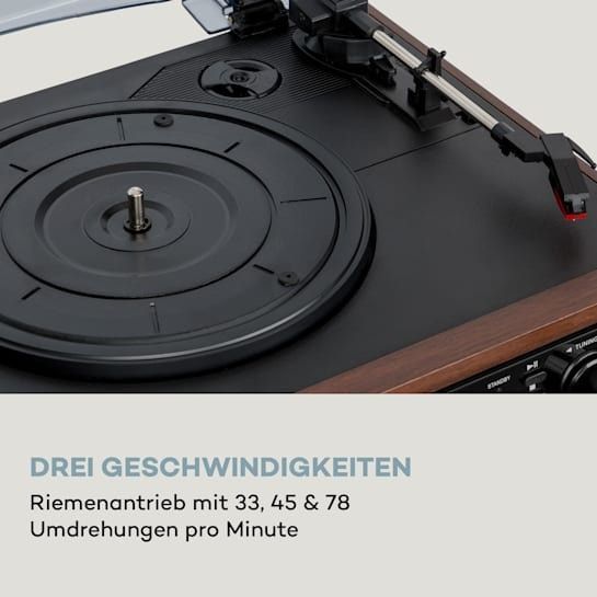 Ретро проигрыватель виниловых пластинок auna Oakland DAB Plus Функция DAB+/FM BT Виниловая кассета 10038002 фото