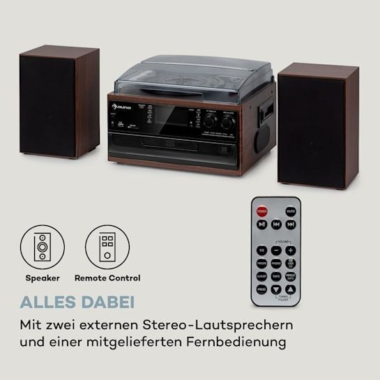 Ретро проигрыватель виниловых пластинок auna Oakland DAB Plus Функция DAB+/FM BT Виниловая кассета 10038002 фото