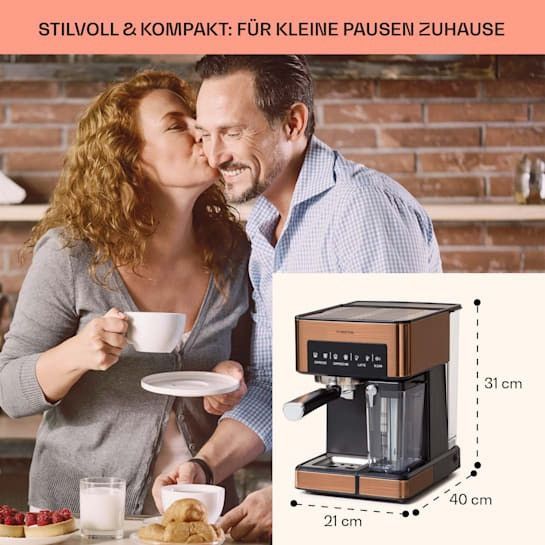 Еспресо-кавофемашина Klarstein Arabica Comfort 1350 Вт 20 барів 10041524 фото