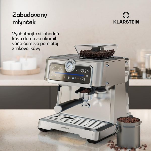 Эспрессо-кофемашина Klarstein GrandPresso 1350 Вт, 20 бар, с сенсорным рычагом Германия 10046673 фото