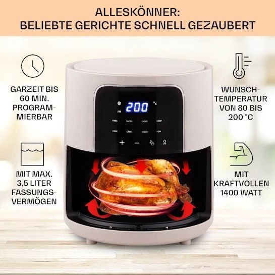 УЦЕНКА!!! Фритюрниця Klarstein Crisp-Pro Air Fryer 1400 W 3,5 літра Таймер на 8 програм 10040702 фото