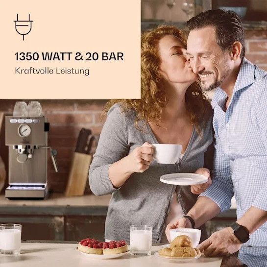 Еспресо-кавоварка Klarstein Pausa 1350 Вт Резервуар для води під тиском 20 барів: 1,4 літра 10038393 фото