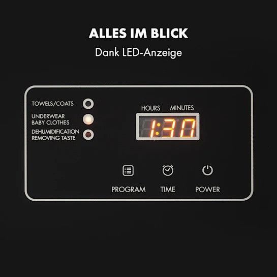 Сушильная машина Klarstein Zap Dry 820W 50л сенсорная панель управления LED дисплей белый / черный 10033626 фото