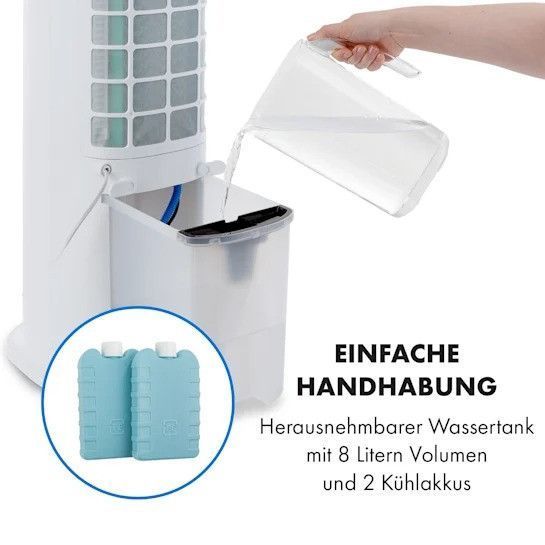 Мобільний кондиціонер для повітряохолодження Klarstein Skytower Grand Smart 80 W 480 м3/год 8 літрів мобільний 10035816 фото