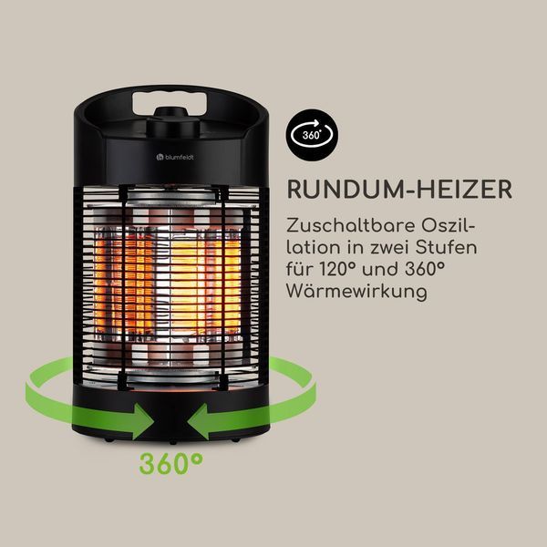 Инфракрасный обогреватель blumfeldt Heat Guru 360, 350 и 700 Вт, 2 режима нагрева, осцилляция IPX4 10035506 фото