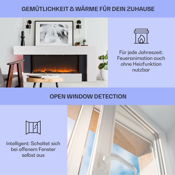 УЦЕНКА!!! Камін електричний Klarstein Studio LightFire Smart 2000 Вт, 132 см, білий Німеччина 10038385 фото