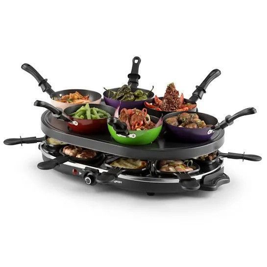 Легке б/у Раклет-гриль oneConcept Wokset 1200 W 8 персон з антипригарним покриттям 10030539 фото