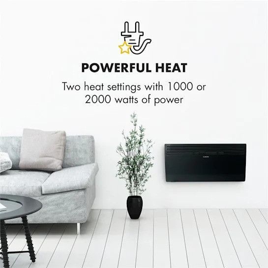 УЦЕНКА!!! Конвекційний нагрівач Klarstein Hot Spot Slimcurve 80x40 см 40 м2 2000 Вт 5-40 &deg;C LED IP24 чорний 10033017 фото