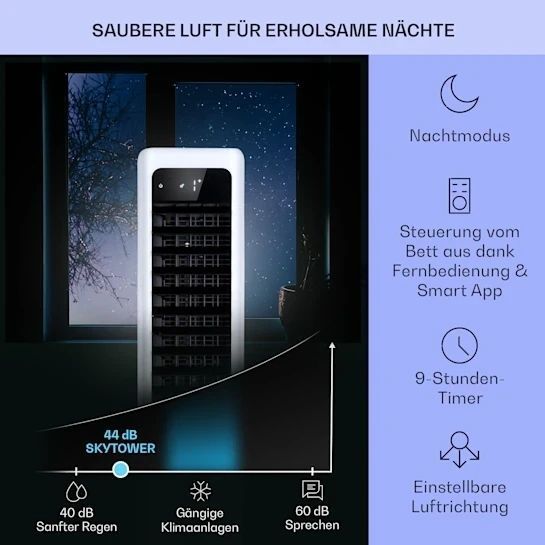 Мобильный кондиционер воздухоохладитель Klarstein Skytower 360&deg; Smart 4-в-1 со встроенной функцией Wi-Fi 10035818 фото