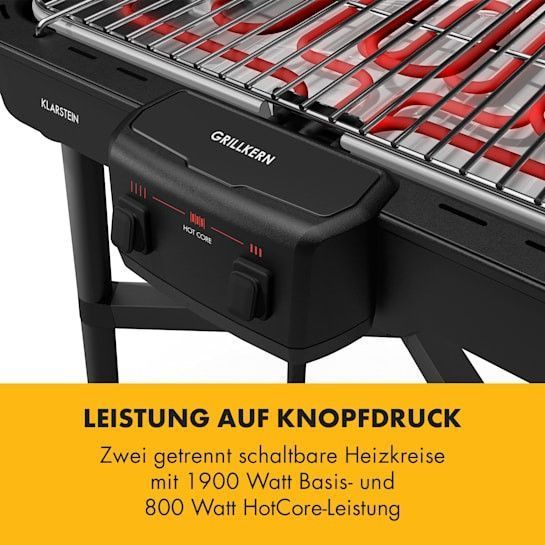 Електричний гриль Klarstein Grill core 1900 + 800 Вт подвійний нагрівальний елемент 10033343 фото