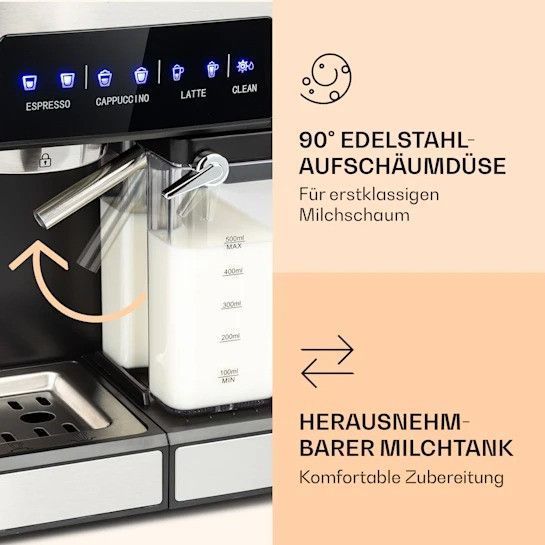 Еспресо-кавофемашина Klarstein Arabica Comfort 1350 Вт 20 барів 10035655 фото