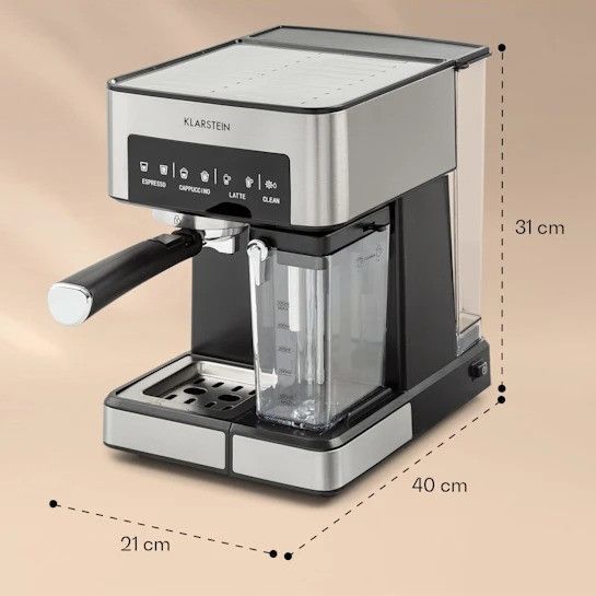 Еспресо-кавофемашина Klarstein Arabica Comfort 1350 Вт 20 барів 10035655 фото