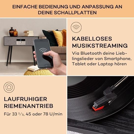 Ретро проигрыватель виниловых пластинок auna Julie Ann Stereo System CD BT USB DAB+/FM AUX-In 10041389 фото