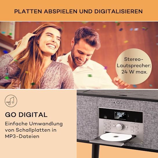 Ретро проигрыватель виниловых пластинок auna Julie Ann Stereo System CD BT USB DAB+/FM AUX-In 10041389 фото