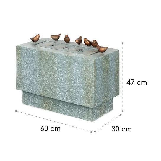 УЦЕНКА!!! Садовий фонтан Blumfeldt Waterbirds LED 60 x 47 x 30 см цементно-сірий алюміній Німеччина 10034809 фото