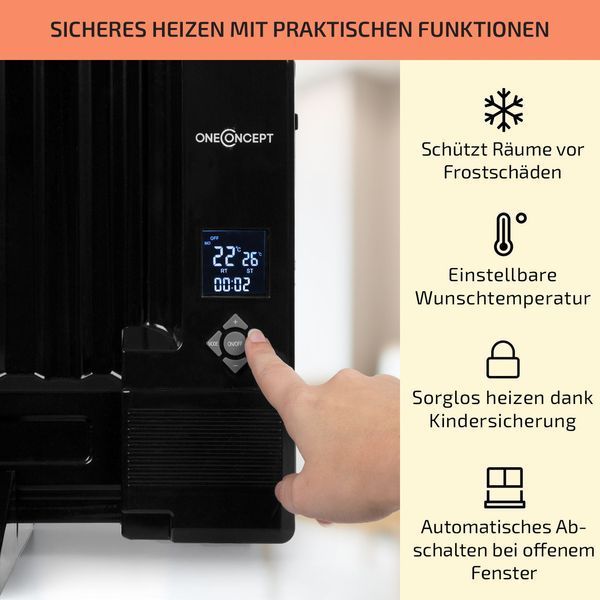 Цифровой Масляный обогреватель OneConcept Wallander 800W термостат масляный нагрев ультра плоский б 10033101 фото
