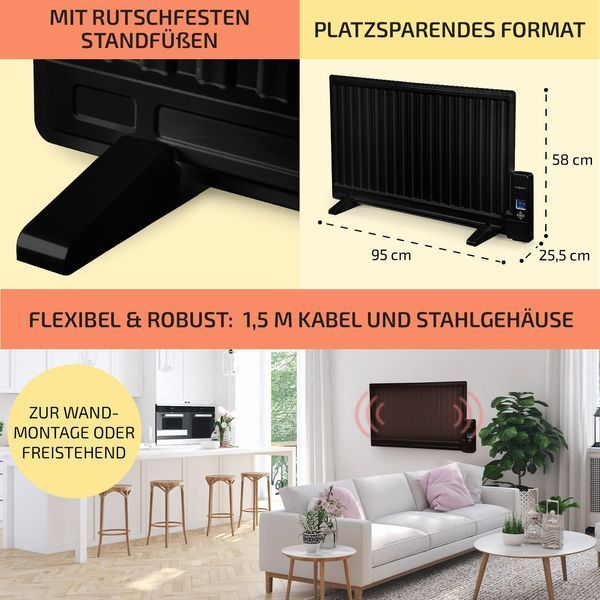 Цифровой Масляный обогреватель OneConcept Wallander 800W термостат масляный нагрев ультра плоский б 10033101 фото