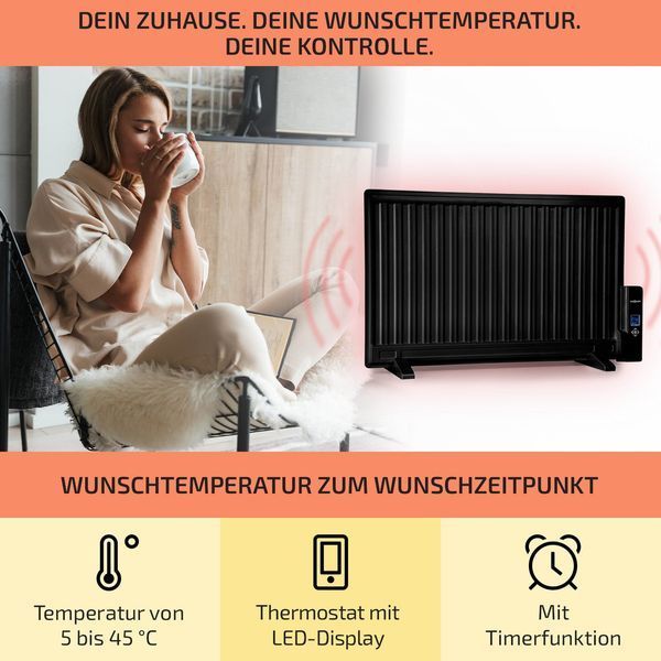 Цифровой Масляный обогреватель OneConcept Wallander 800W термостат масляный нагрев ультра плоский б 10033101 фото