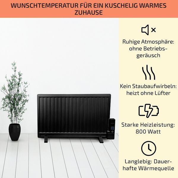 Цифровой Масляный обогреватель OneConcept Wallander 800W термостат масляный нагрев ультра плоский б 10033101 фото