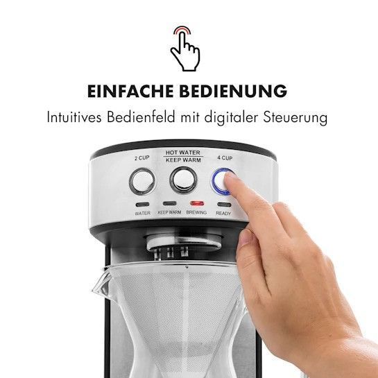 SALE УЦЕНКА!!! Кавоварка Klarstein Perfect Brew, скляний глечик 1800 Вт 10032762 фото