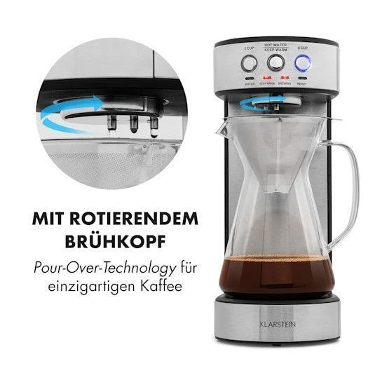 SALE УЦЕНКА!!! Кавоварка Klarstein Perfect Brew, скляний глечик 1800 Вт 10032762 фото