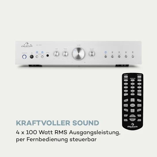 Ресивер Auna AV2-CD608BT Стереопідсилювач HiFi 4x100 Вт RMS BT Dig-Opt-In Remote Control Silver 10034541 фото