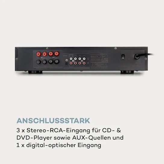 Ресивер Auna AV2-CD608BT Стереопідсилювач HiFi 4x100 Вт RMS BT Dig-Opt-In Remote Control Silver 10034541 фото