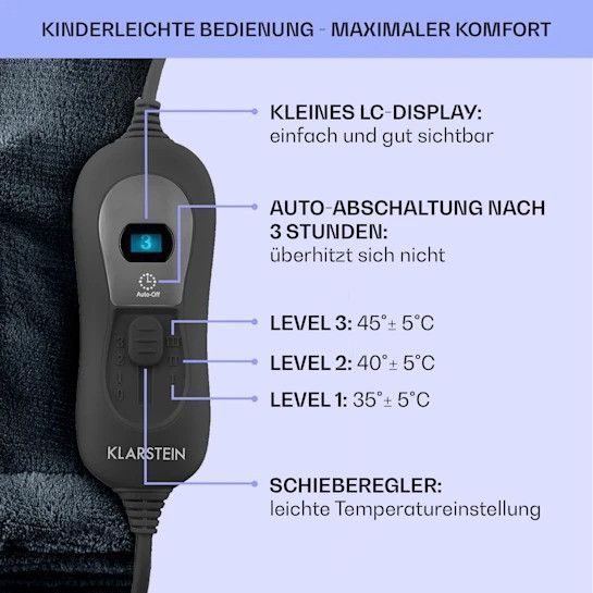 Б/У Электрическое одеяло Klarstein Watson XL 120 Вт 3 уровня температуры 180 x 130 см 10031581 фото