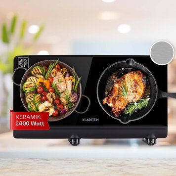 Склокерамічна подвійна варильна панель Klarstein Cookbuddy 2400 Вт чорна 10035705 фото