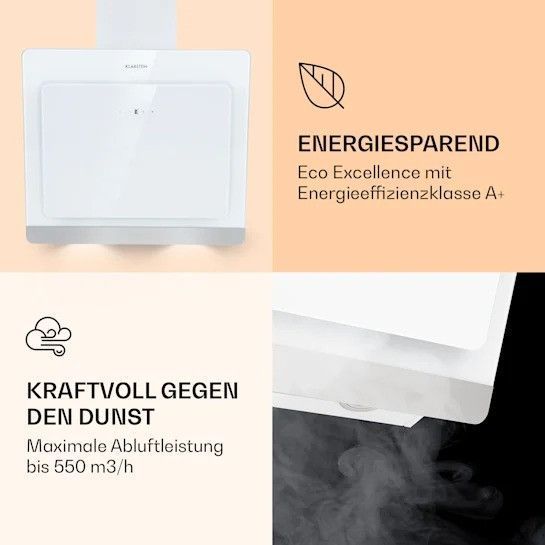 Вытяжка Klarstein Aurora Eco 60, 550 м&sup3;/ч 60 см, EEC A+ ГЕРМАНИЯ 10039928 фото