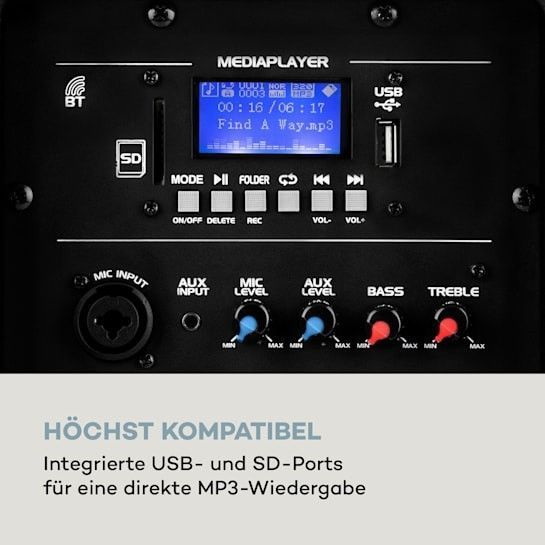 Активная акустическая система auna Pro Streetstar 2.0 12 дюймов, Sub BT/USB/AUX 10031567 фото
