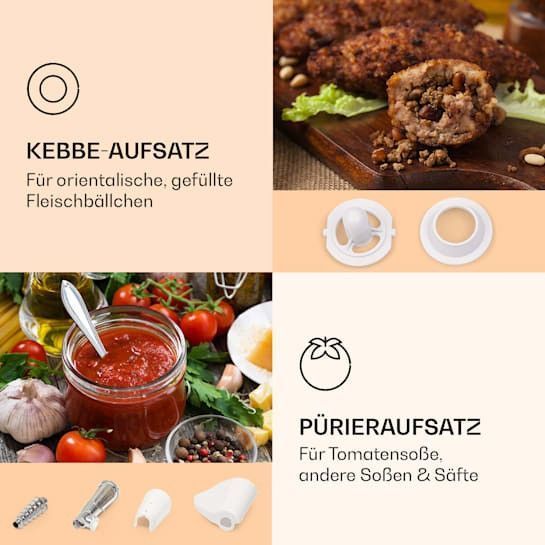 Б/У Электрическая мясорубка Klarstein Mighty Mince 500&ndash;1361 Вт, 3 перфорированных диска 10036478 фото