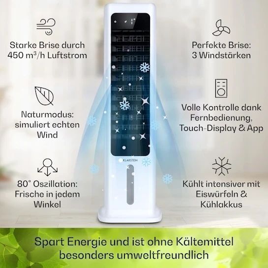 УЦЕНКА!!! Мобильный кондиционер-охлаждитель воздуха Klarstein Skytower 360&deg; Smart 4-в-1 со встроенной функцией Wi-Fi 10035818 фото