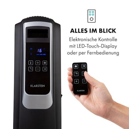 Б/У!!! Оливний (масляний) радіатор Klarstein Thermaxx Noir 2500 Вт, 10-30 &deg;C, таймер, 24 години, дистанційне керування 10034253 фото