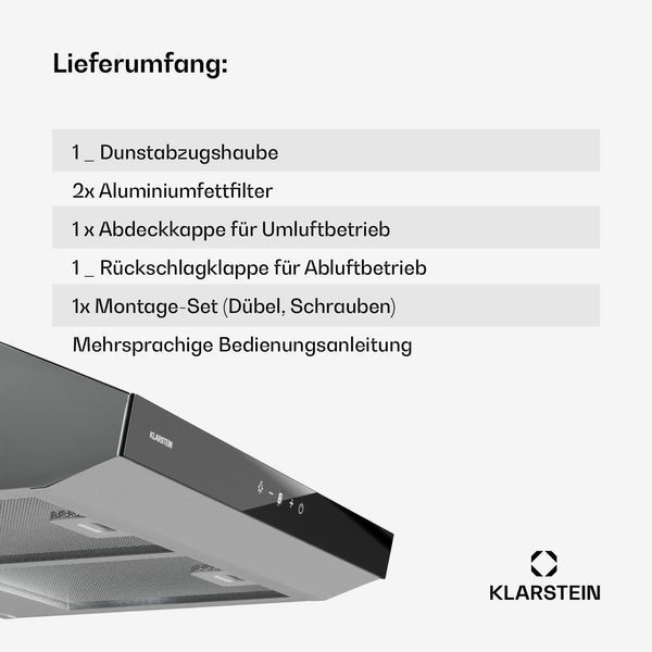 Вытяжка под шкаф Klarstein Contempo Neo 60см 175м&sup3;/ч LED 10045600 фото