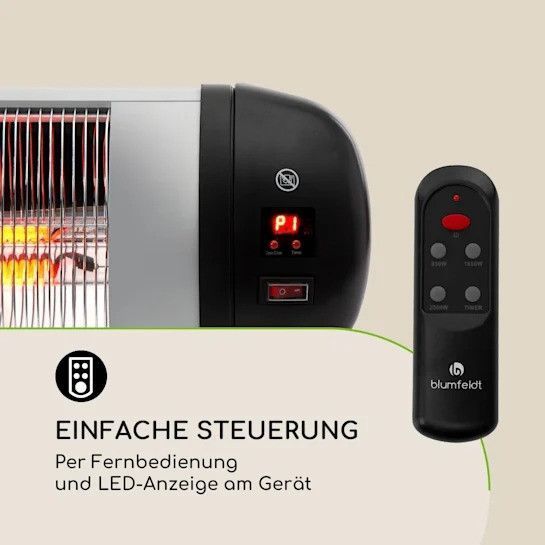 Інфрачервоний нагрівач blumfeldt Rising Sun Zenith 2500 Вт з дистанційним керуванням IP34 10033028 фото