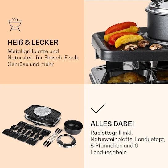 УЦЕНКА!!! Раклетный гриль Фондюлет Фондю Fonduelette Klarstein entrec&ocirc;te raclette 2-в-1 раклет-гриль и фондю 10022268 фото