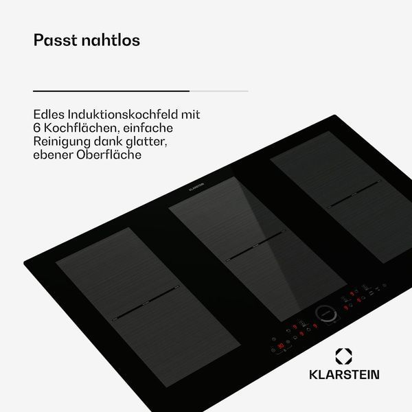 Индукционная плита KLARSTEIN Delicatessa 90 см, 10 500 Вт 6 конфорок, черная Германия 10045610 фото