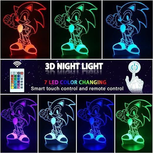 Нічник Sonic The Hedgehog 3D Night Light, 3D ілюзія 20055 фото
