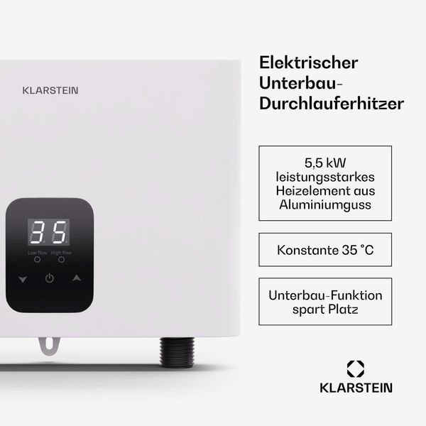 Проточный водонагреватель Klarstein Blaze Flow для установки под столешницей | 5,5 кВт 10046239 фото
