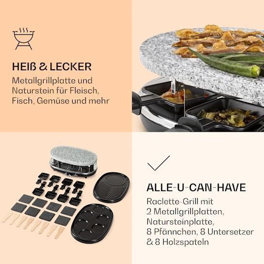 Раклет-гриль Klarstein All-U-Can-Grill Raclette с аксессуарами 4-в-1 на 8 персон 10039923 фото